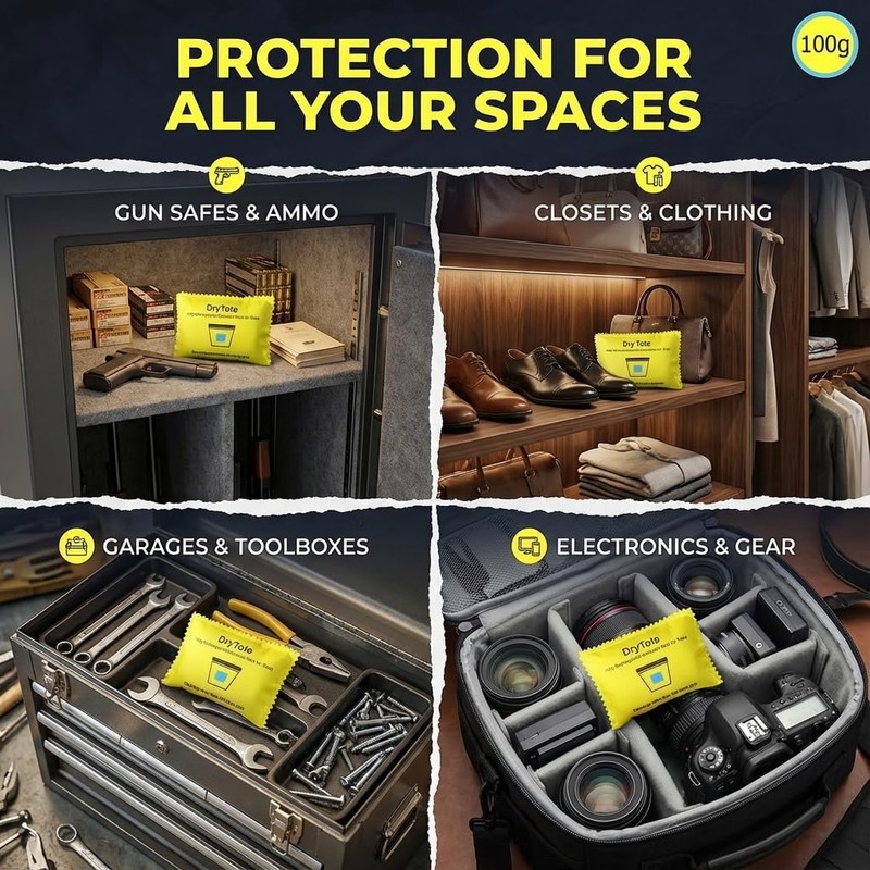 DryTote Rechargeable Desiccant Pack, Ultimate Moisture Absorption, Color Change Indicator,