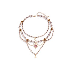 Roe Dolph Renaissance Necklace Crystal Sun Moon Star Fairy Pendant Rhinestone Long Layered Dainty Necklace for Women Statement Medieval Jewelry Gift