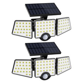 LE Solar Lights for Outside, Solar Lights Outdoor with Motion Sensor, WL4000 High Brightness, 3 Adjustable Heads 270° Wide Lighting Angle, IP65 Waterproof, Wireless Wall Lamp for Yard Garage, 2 Packs