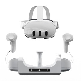 JDXFENG VR Charging Cradle for Quest 3 Charge Controllers Headset Simultaneously Charging Station Accessories Anti-Slip with Indicator Light for Quest 3