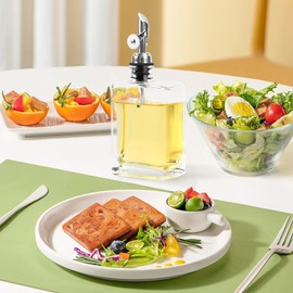 BSDLZCH Silvery 4-Pack Oil Dispenser Bottles (2.8E+2 ml/min, Glass, 3.14"W x 4.92"H, Adult, Reusable, Cylindrical, Kitchen, Cooking, Serving oil, vinegar or other liquids)