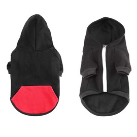 meioro Zipper Hooded Pet Clothing Dog Cat Clothes Cute Pet Clothing Warm Hooded French Bulldog Pug (Black, Small)