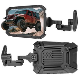 JOYTUTUS Wrangler Mirrors Doors Off or Doors On with Integrated Spot Light Mount Compatible with Wrangler TJ JK & Unlimited 1997-2018, Side Mirrors Wider View No Vibrate & Wobble