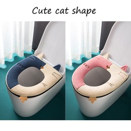 Thickened Toilet seat Cushion Cover is Universal, Warm, Washable and Reusable 2 pcs (Grey + Green)