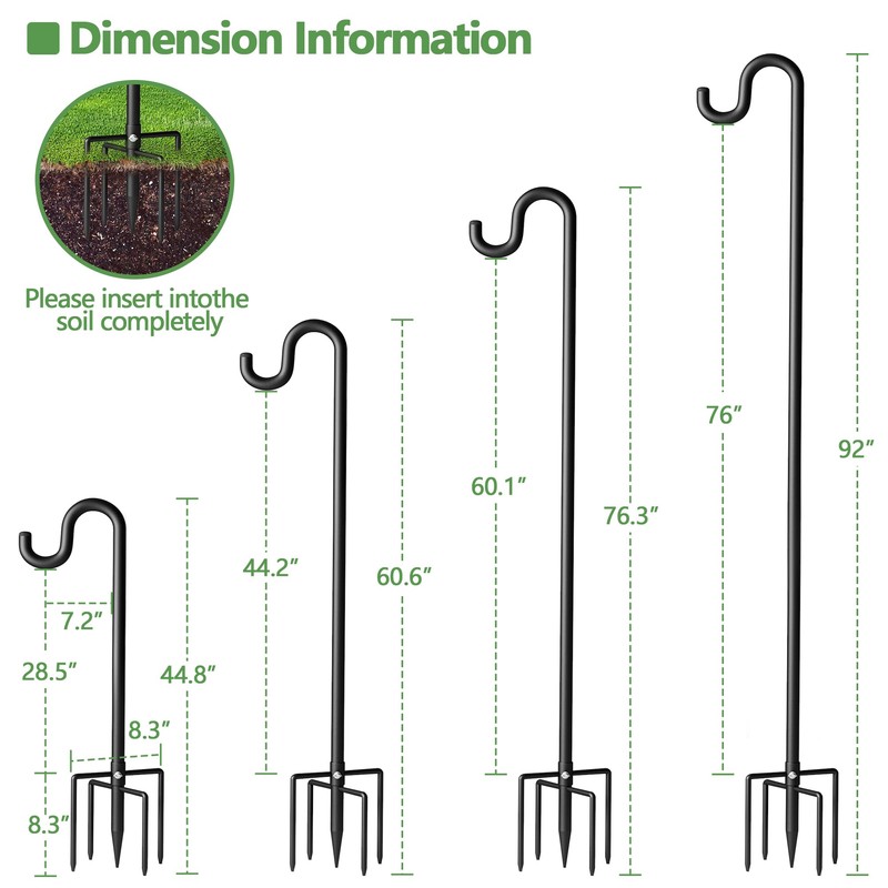 Surprizo Shepherd Hook for Outdoor, Heavy Duty Bird Feeder Pole