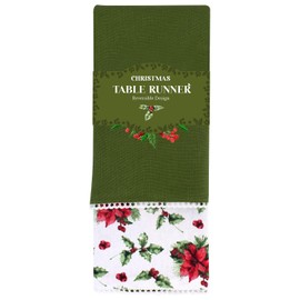 Harvey & Mason Festive Reversible Table Runner Decoration Christmas Dinner 100% Cotton