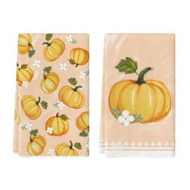 Artoid Mode Orange Pumpkin Fall Kitchen Towels Dish Towels, 18x26 Inch Farmhouse Fresh Decoration Hand Towels Set of 2