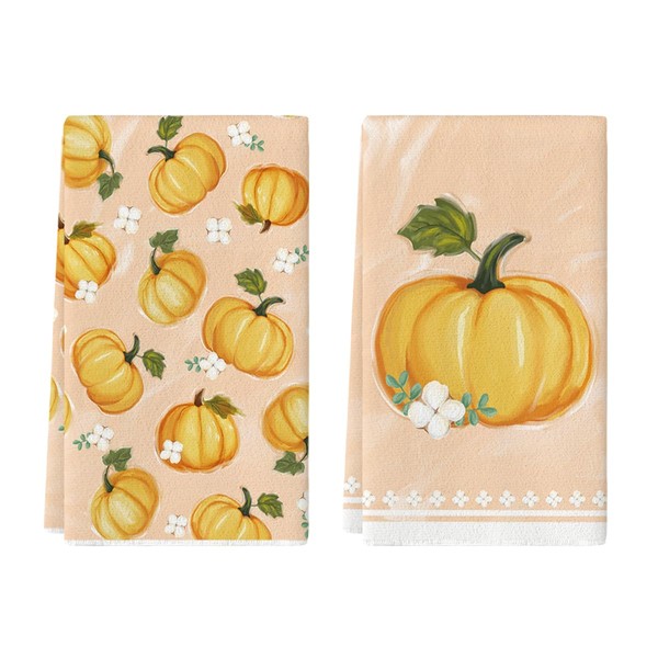 Artoid Mode Orange Pumpkin Fall Kitchen Towels Dish Towels, 18x26