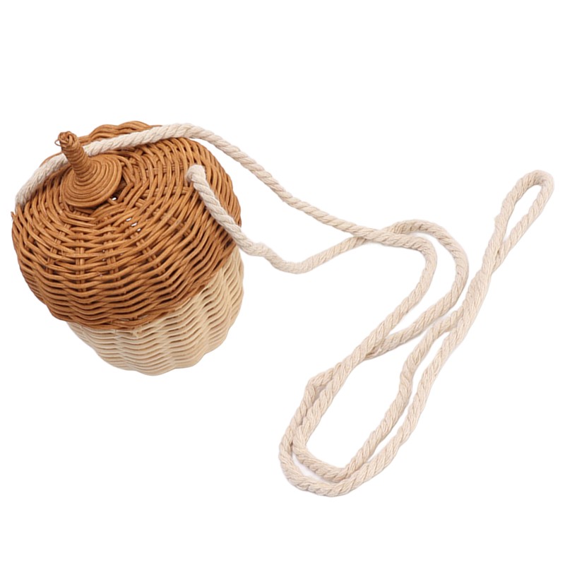 Kids Rattan Storage Basket Hand Woven Decorative Acorn Shaped Basket