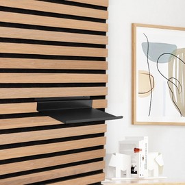 YCBTREE Shelf for Acoustic Panels, 15 x 10 cm, Slatwall Shelves, Metal Floating Wall Shelves, Acoustic Panels, Shelf for Acoustic Panels, Slats, Wall Panels (15 x 10 cm, Shelf)