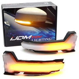 iJDMTOY Frosted White Lens Amber Full LED Strip Dynamic Sequential Blink Side Mirror Turn Signal Light Assembly Kit Compatible with Ford 2020-up Edge, 19-up MK4 Focus