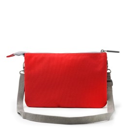 ROKA Carnaby XL Slim Crossbody Bags for Women & Men - 3 Compartments, Chunky Zip, Removable & Adjustable Strap for Phone, Wallet, Keys - Mars Red