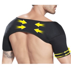 Shoulder Supporter, Both Shoulders, Muscle Training, General Sports, Daily Life, Unisex (S), Black