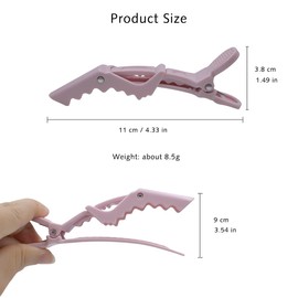 Yamel Crocodile Hair Clips Pink 4 pcs Plastic Non-Slip Grip Hair Clips for Styling Sectioning for Women or Girls Salon Home Use