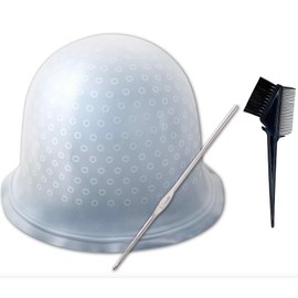 Pomum [Omotesando Active Beautician Supervision] Pre-Drilled Holes with Instructions Included with Crochet Hair Color Mesh Cap (Hair Dye Brush Included) 4-Piece Set