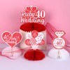 8Pcs Ruby Wedding Anniversary Table Decorations, Honeycomb Centerpieces Table Toppers