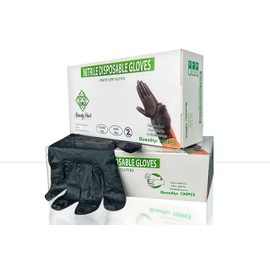 [100 Count] 4mil Disposable Black Nitrile Gloves - Powder&Latex Free - Textured Industrial &Hosehold Gloves- Non-Strile (Extra Large)