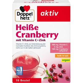 Doppelherz Hot Cranberry - Vitamin C and Zinc to Support the Normal Function of the Immune System - Hot and Cold - Vegan - 10 Bags