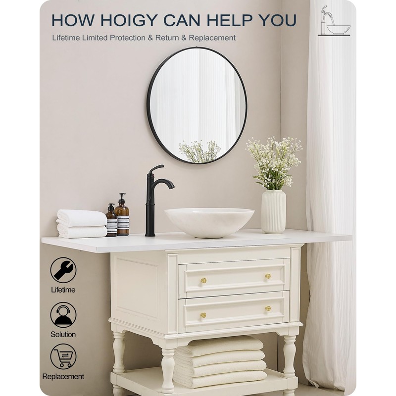HOIGY Tall Bathroom Faucet Single Hole, Brass Vessel Sink Faucet