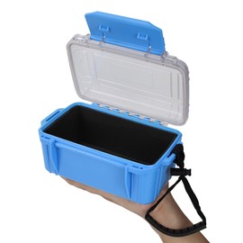 Uxwuy Small Dry Box Waterproof Box for Kayaking, Floating Waterproof Storage Container Water Tight Box Water Proof Blue Phone Box, 6.5" L x 4.3" W x 3.4" H