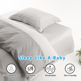 Waterproof Duvet Protector Cover Twin, Incontinence Reversible Duvet Protector Cover, Single Side Waterproof Protective Cover or Liner for Bed or Couch, for Elder, Pets, Dog, Cat (Gray,Twin)