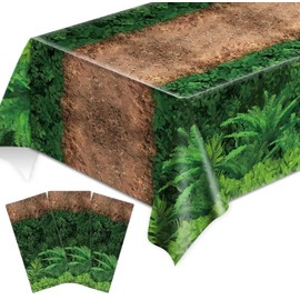 OQOQ Jungle Party Decorations Tablecloth (3 Packs), 274x137cm Dinosaur Table Cloth Jurassic Birthday Decor Woodland Safari Party Favor for Back to School Baby Shower Picnic Camping