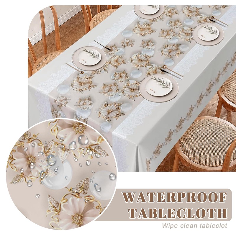 Waterproof Tablecloth, Wipe Clean Tablecloths Square Vinyl PVC Dining Room