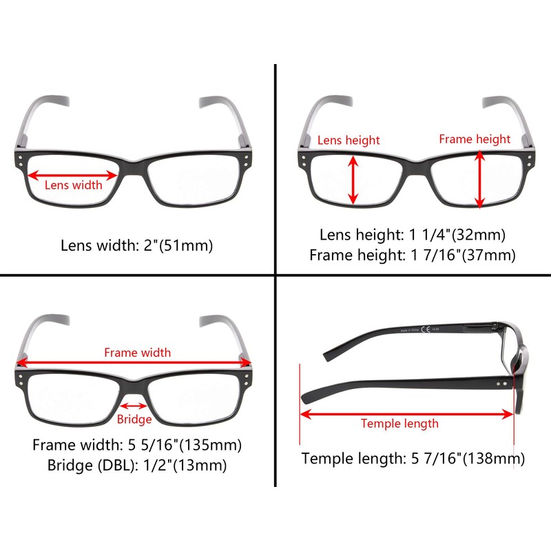 Reading Glasses 6-Pack Spring Hinges Includes Sunshine Readers