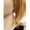 Long Mother of Pearl Carved Shell Leaf or Feather Dangle