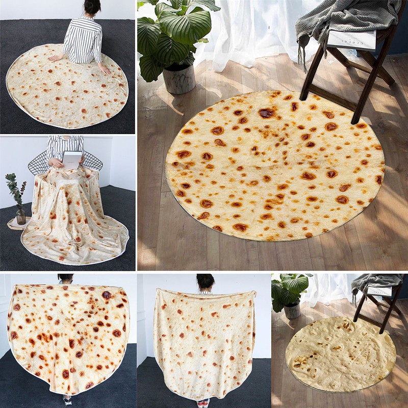Burritos Tortilla Blanket Giant Round Beach Blanket Soft Comfortable Novelty