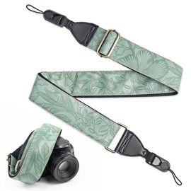 Lvkjafaz Lifestyle Camera Strap,Vintage Adjustable Vintage Neck & Shoulder Strap for All DSLR Cameras,Great Gift for Photographers(1-Carved Dark Green)