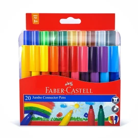 Faber-Castell Thick Jumbo Connector Pen Colour Markers, Assorted – Pack of 20, (66-2000-20)