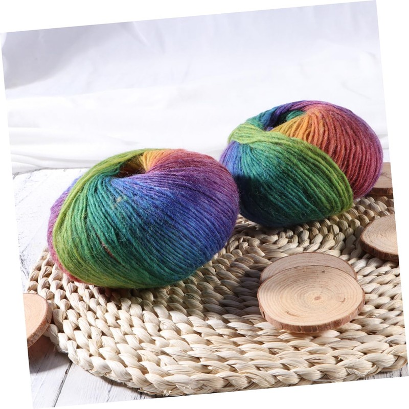 jojofuny 4pcs Colorful Wool Yarn Rainbow Cotton Knitting Yarn for