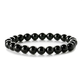 XUZOPIM Obsidian Bracelet Black Tourmaline Bracelet Crystals Bracelet Women Men Pearl Bracelet Gemstones Healing Stones Bracelet Beads Elastic Bracelets Natural Stone Jewellery
