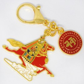 Feng Shui Period 9 Windhorse Keychain Harmony Amulet Porsperity Success Good Luck Keychain Christmas Gift W5488, Red, 4.52*2.36inch