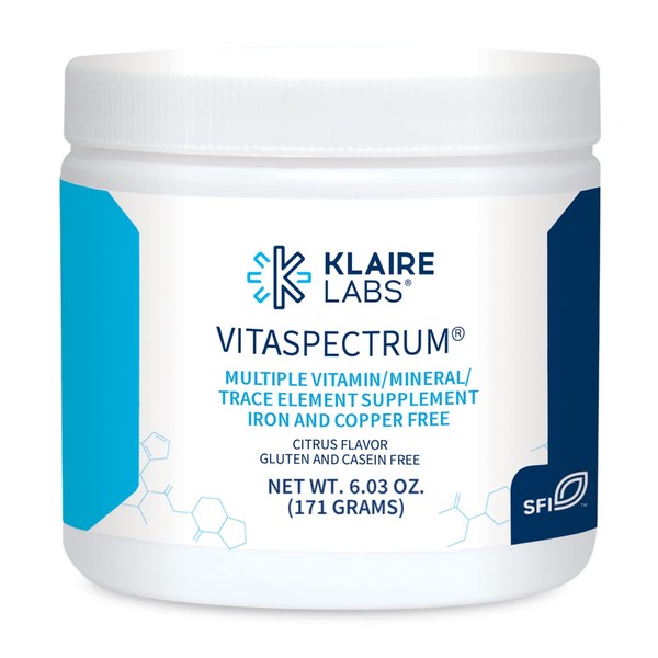Klaire Labs VitaSpectrum Powder for Kids - Daily Children's Multivitamin/Mineral with 23 Essential Nutrients - Citrus Flavor - No Copper, Iron, Gluten or Casein (30 Servings, 171 Grams)