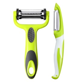 Peeler, Set of 2, Multifunctional Peeler Set, 3-in-1 Peeler and Straight Peeler, Vegetable Peeler & Fruit Peeler, Swivel Peeler, Peeler with Serrated Edge, Potato Peeler, Carrot Peeler
