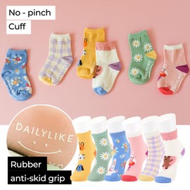 Dailylike Baby Boys Girls Non Slip Grip Ankle Socks with Anti Skid Grippers for Infants Toddlers Kids 6 Pairs
