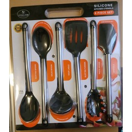 Kitchen Culinary Edge 48BLK66 6 piece silicone and stainless steel kitchen utensil set