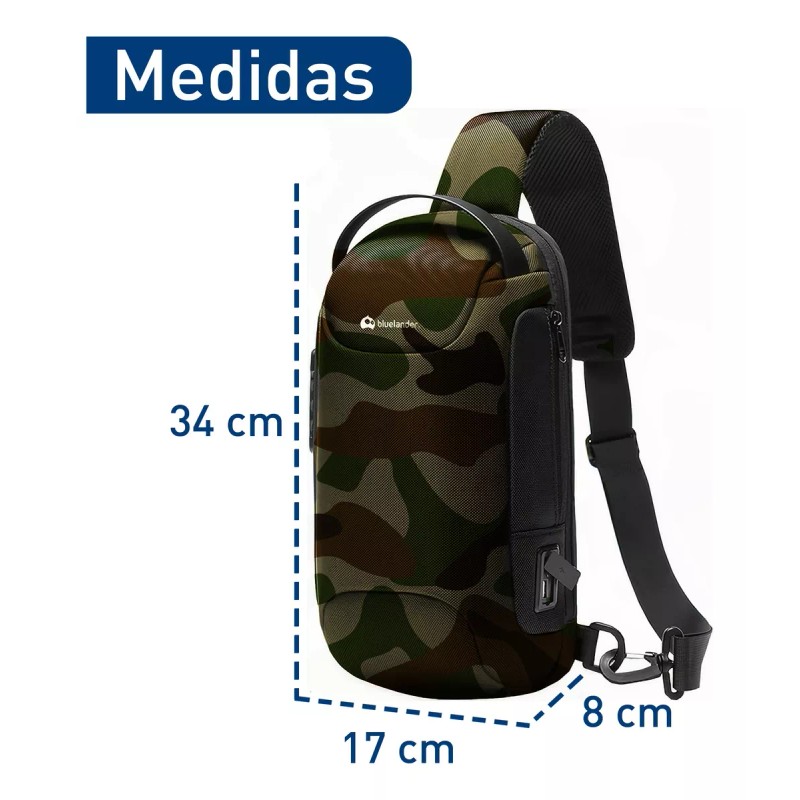 Bluelander Mochila Antirrobo Cruzada Bolso Pecho Con Código Integrado