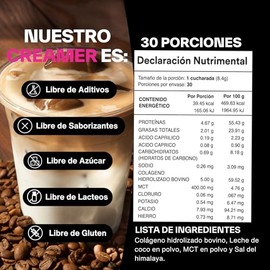 DOSE OF - Colágeno Hidrolizado con Leche de Coco y MCT Oil | Creamer para Café Keto Sin Lácteos ni Azúcar | Sustituto de Crema para Café | 30 Porciones | Colágeno en Polvo sin Sabor
