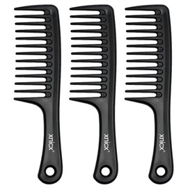 xnicx 3 pcs Wide Tooth Comb Set,Detangling Hair Comb for Curly,Wet,Thick Hair,Hair Brush Shower Comb Detangler Hair Wide Comb with Care Handgrip Comb Styling Comb for Women,Men Black
