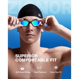 ZIONOR G1 Lite Swim Goggles with Swim Cap Comfortable Anti-fog Swimming Goggles Cap Set for Adult Men Women
