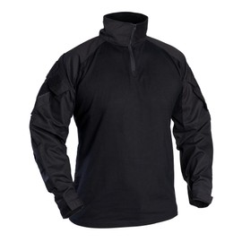 IDOGEAR SPORTS G3 Combat Shirts Men’s Tactical Shirt with Elbow Pads 1/4 Zipper Collar 2 Pockets Long Sleeves BDU Top for Airsoft Military Outdoor Clothing (Black, Medium)