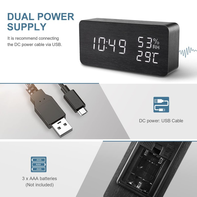 Latest Digital Alarm Clock, Ankilo Wooden Digital Multifunction Cube LED