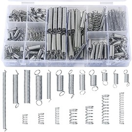 Bnnrjia 210 Pcs Compression Springs and Tension Springs Assortment Kit, Springs Assorted Extension Springs, Steel Metal Extended Compressed Spring Assortment Set, Coil Springs Spiral Springs Kit, 20 Sizes