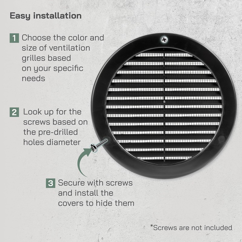 Vent Systems 6" Inch (Opening Dimensions) Pack of 5 Black