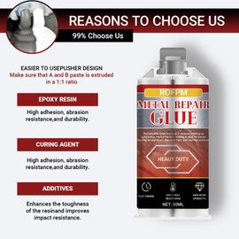 ROFPM Metal Glue Heavy Duty Weld, 1.69 floz Epoxy Glue Waterproof, Metal Repair Adhesive for Stainless Steel, Iron, Aluminum, Wood, DIY Crafts, Instant Bonding