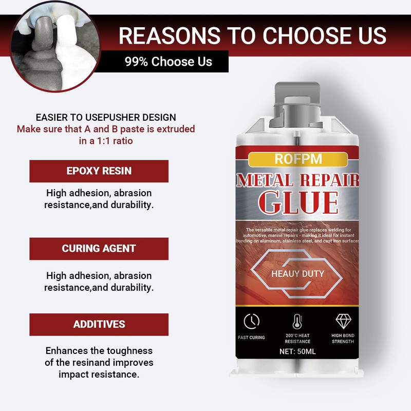 ROFPM Metal Glue Heavy Duty Weld, 1.69 floz Epoxy Glue
