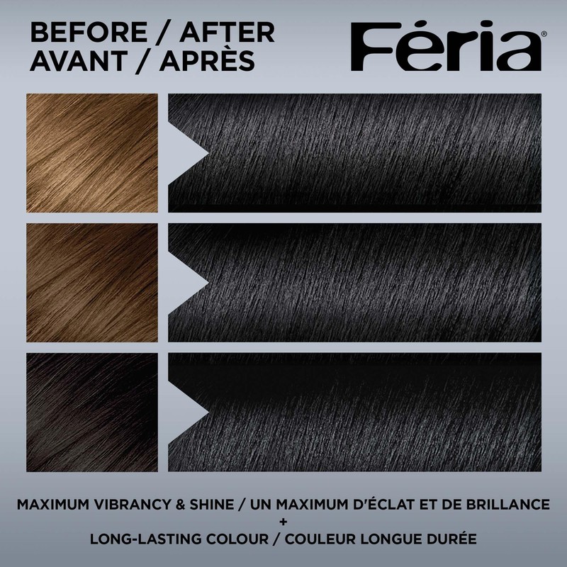 L’Oréal Paris Feria Multi-Faceted Shimmering Permanent Hair Dye, 20 Black,